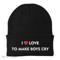 I Love To Make Boys Cry Funny Heart Beanie thumb 0