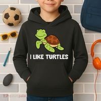 I Like Turtles Reptile Funny Sea Turtle Kids Hoodie thumb 2