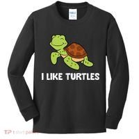 I Like Turtles Reptile Funny Sea Turtle Kids Long Sleeve Shirt thumb 0