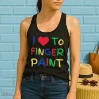 I Love To Finger Paint Couple Valentine Day Cute Heart Love Women's Tank Top thumb 2