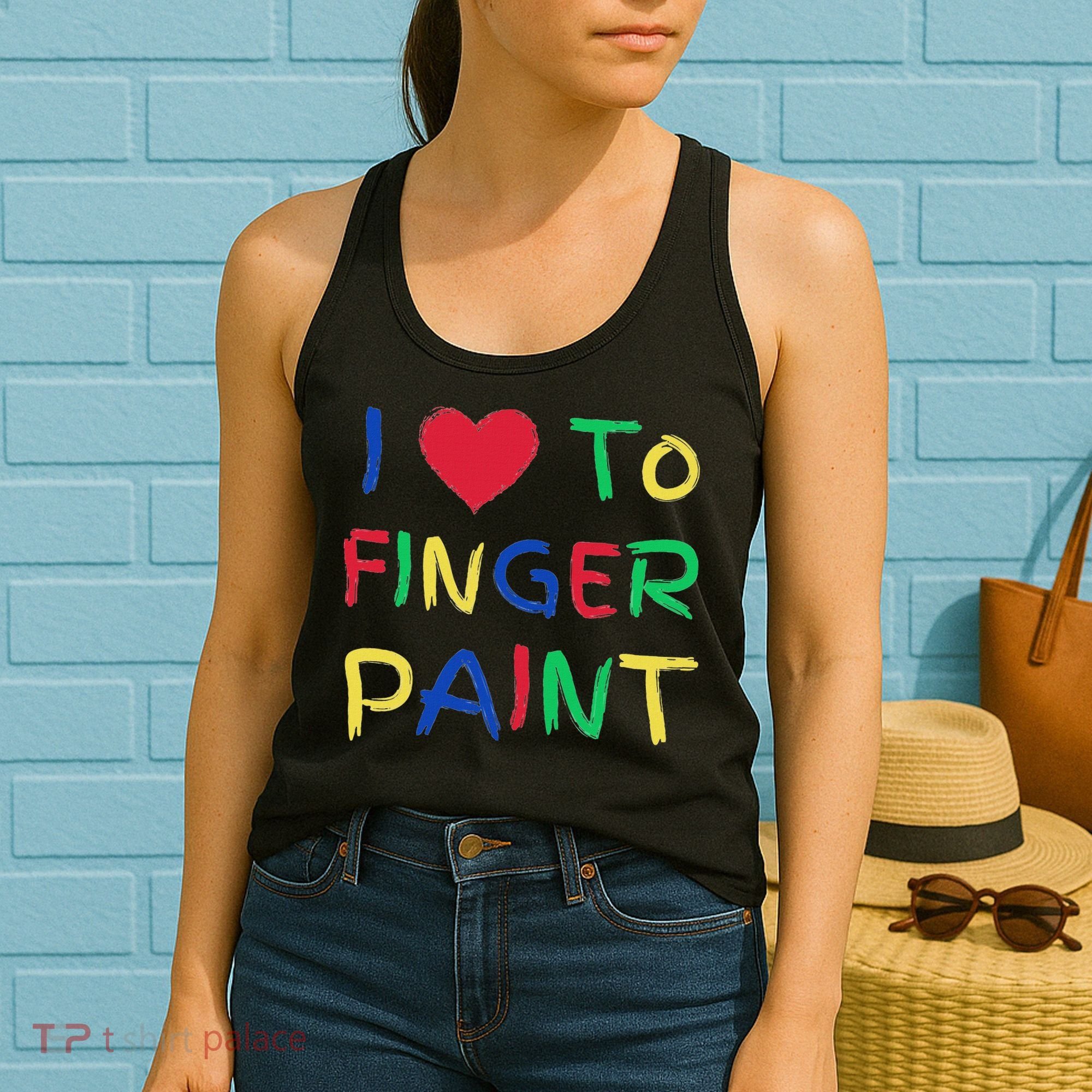 I Love To Finger Paint Couple Valentine Day Cute Heart Love Women's Tank Top