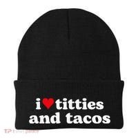 I Love Titties And Tacos Funny Beanie thumb 0