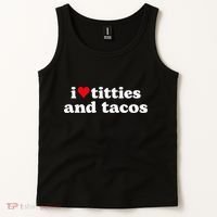 I Love Titties And Tacos Funny Tank Top thumb 2