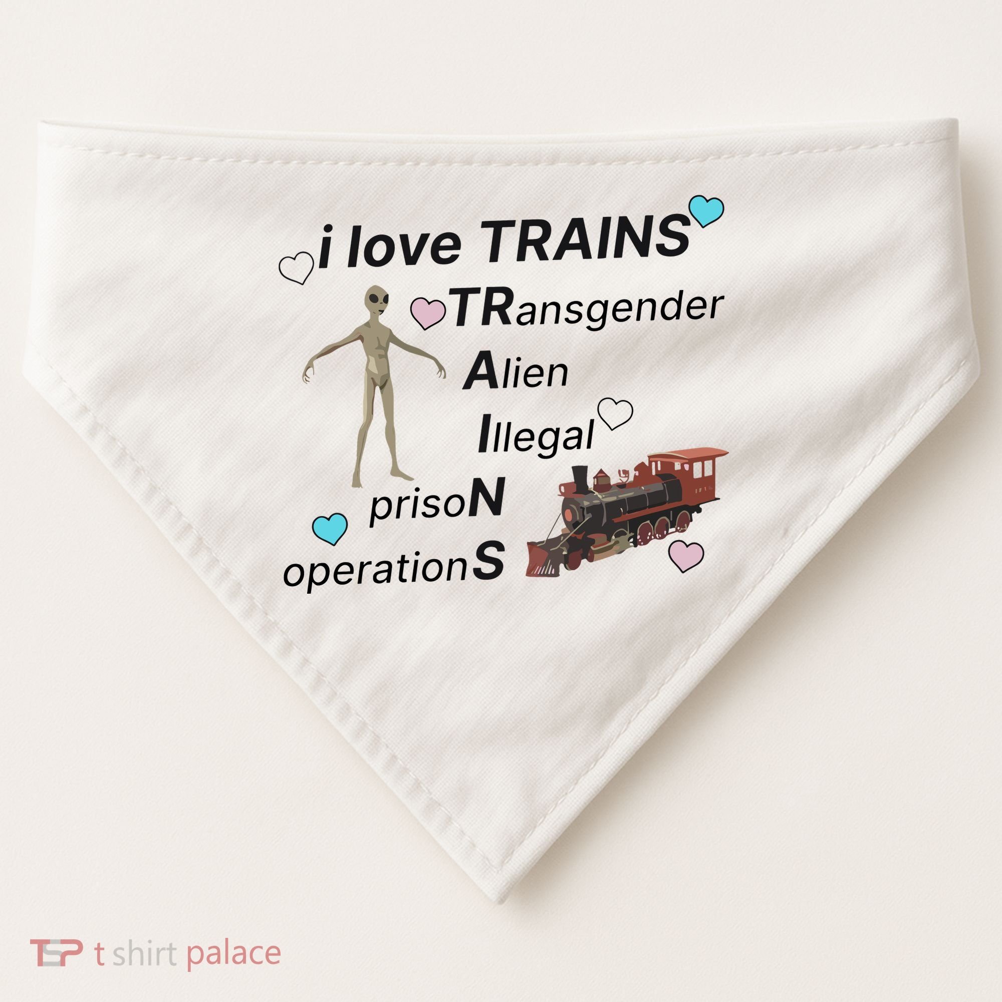 I Love Trains Alien Illegal Prison Operations USA-Made Doggie Bandana