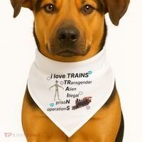I Love Trains Alien Illegal Prison Operations USA-Made Doggie Bandana thumb 1