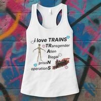 I Love Trains Alien Illegal Prison Operations Women's Tank Top thumb 3