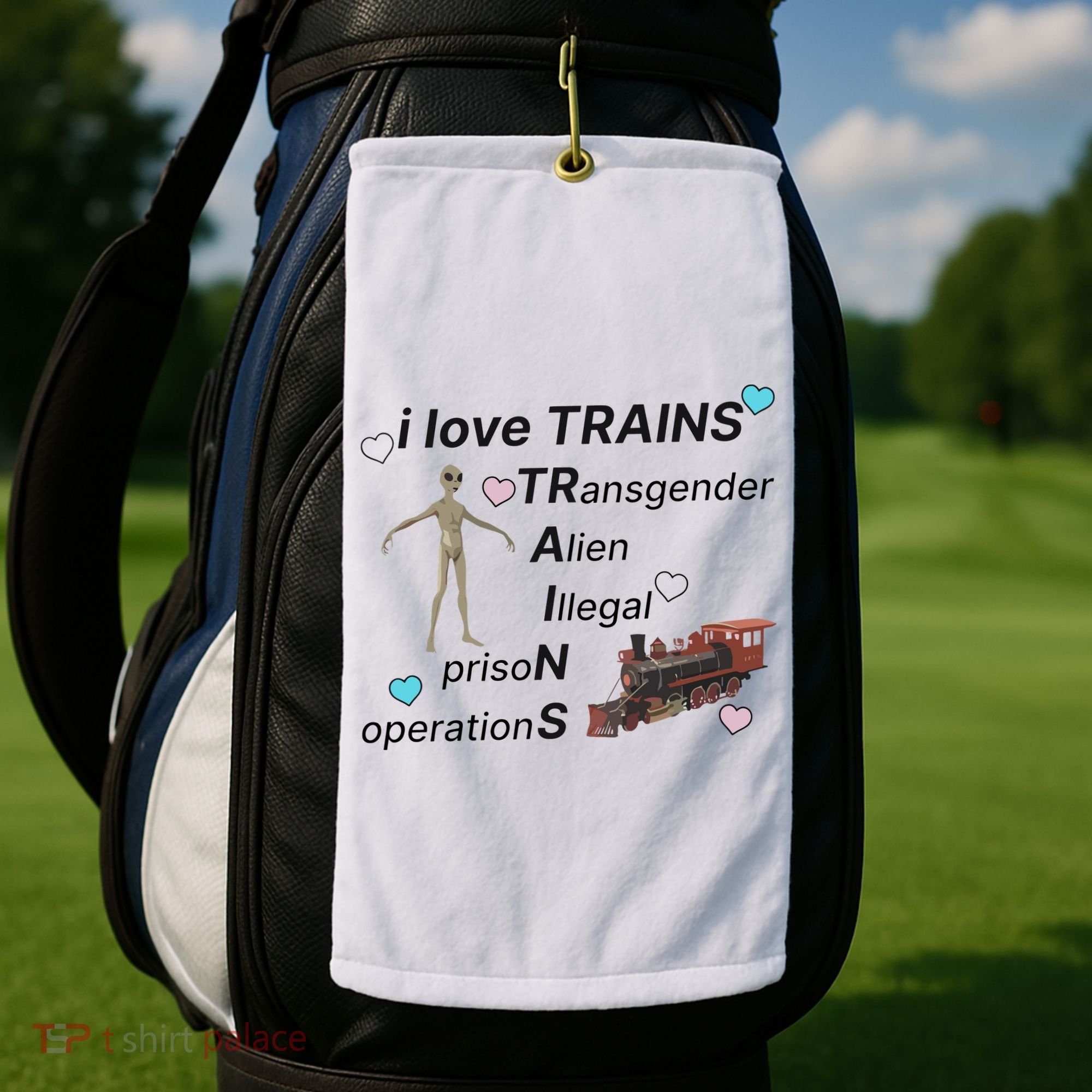 I Love Trains Alien Illegal Prison Operations Golf Towel