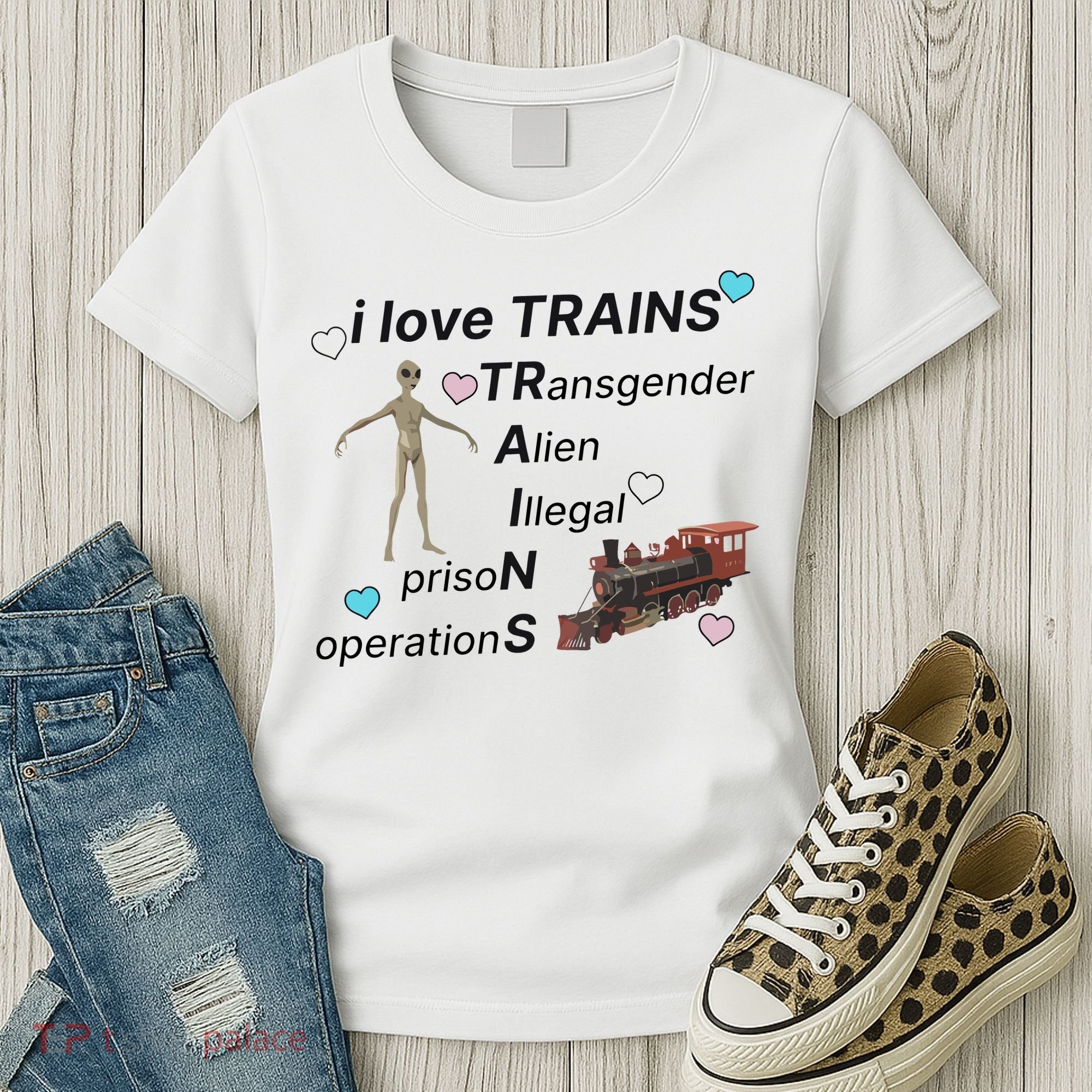 I Love Trains Alien Illegal Prison Operations Women's T-Shirt