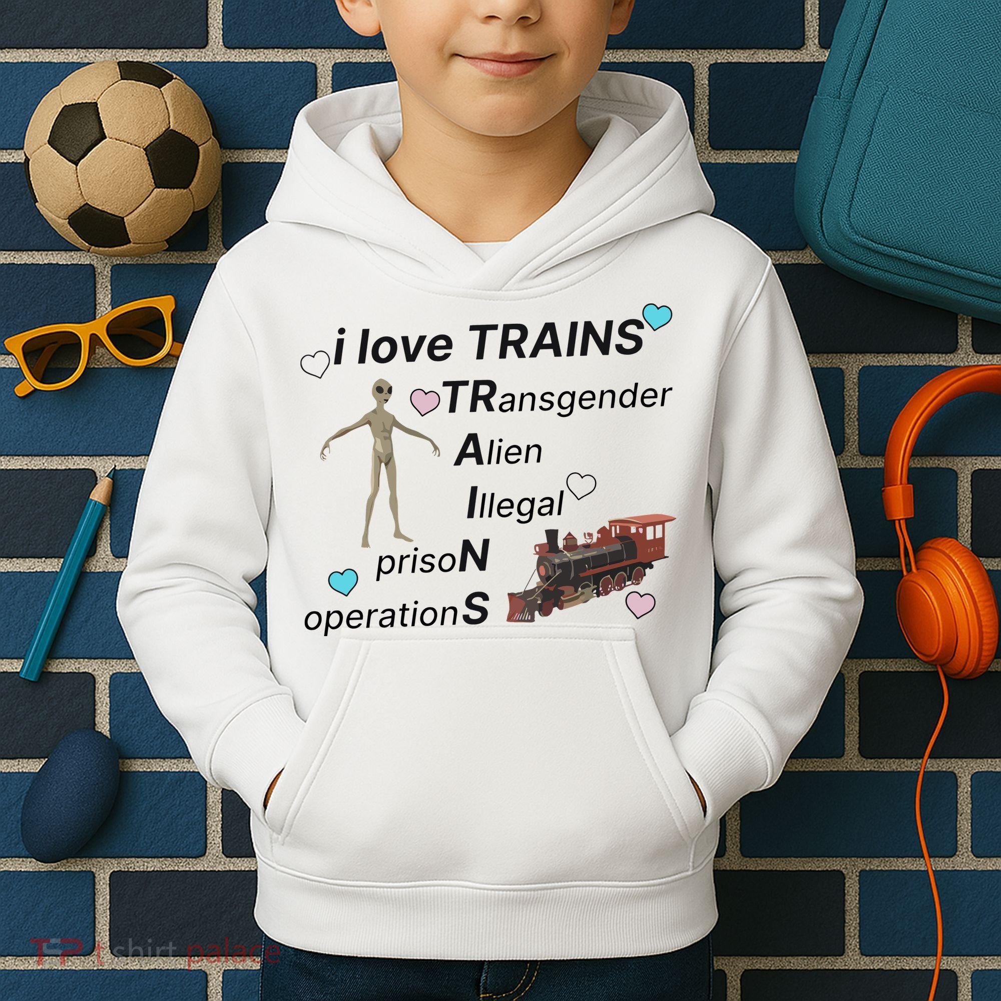 I Love Trains Alien Illegal Prison Operations Kids Hoodie