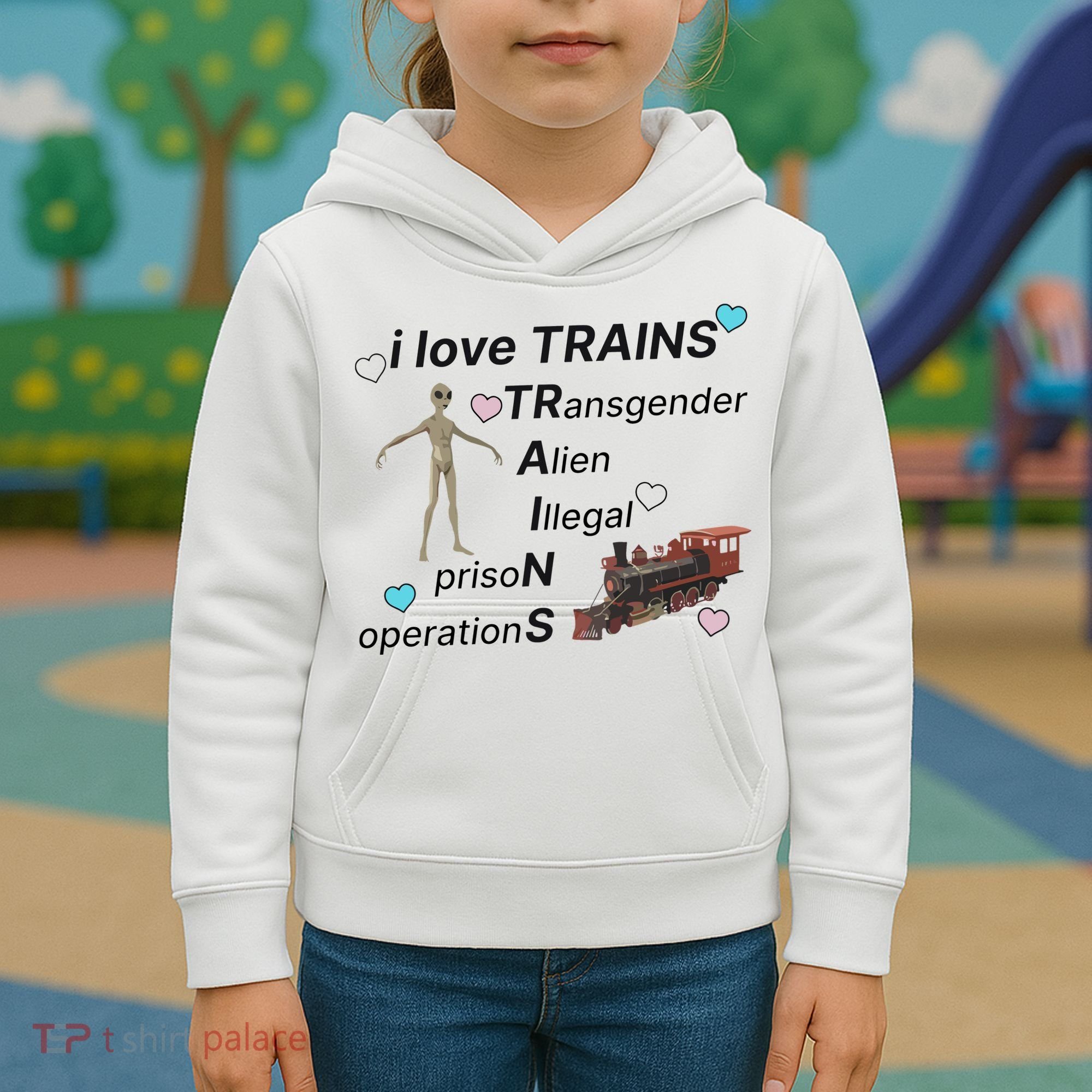 I Love Trains Alien Illegal Prison Operations Kids Hoodie
