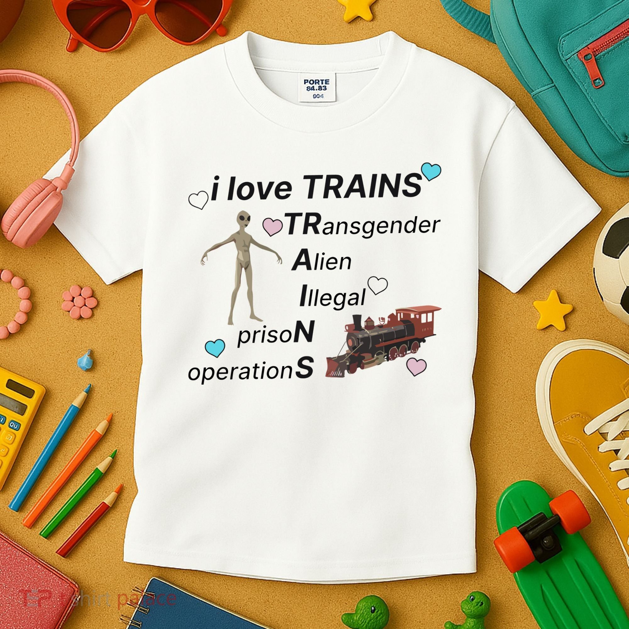 I Love Trains Alien Illegal Prison Operations Kids T-Shirt