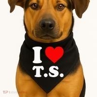 I Love T.S I Heart T.S USA-Made Doggie Bandana thumb 1