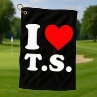 I Love T.S I Heart T.S Golf Towel thumb 1