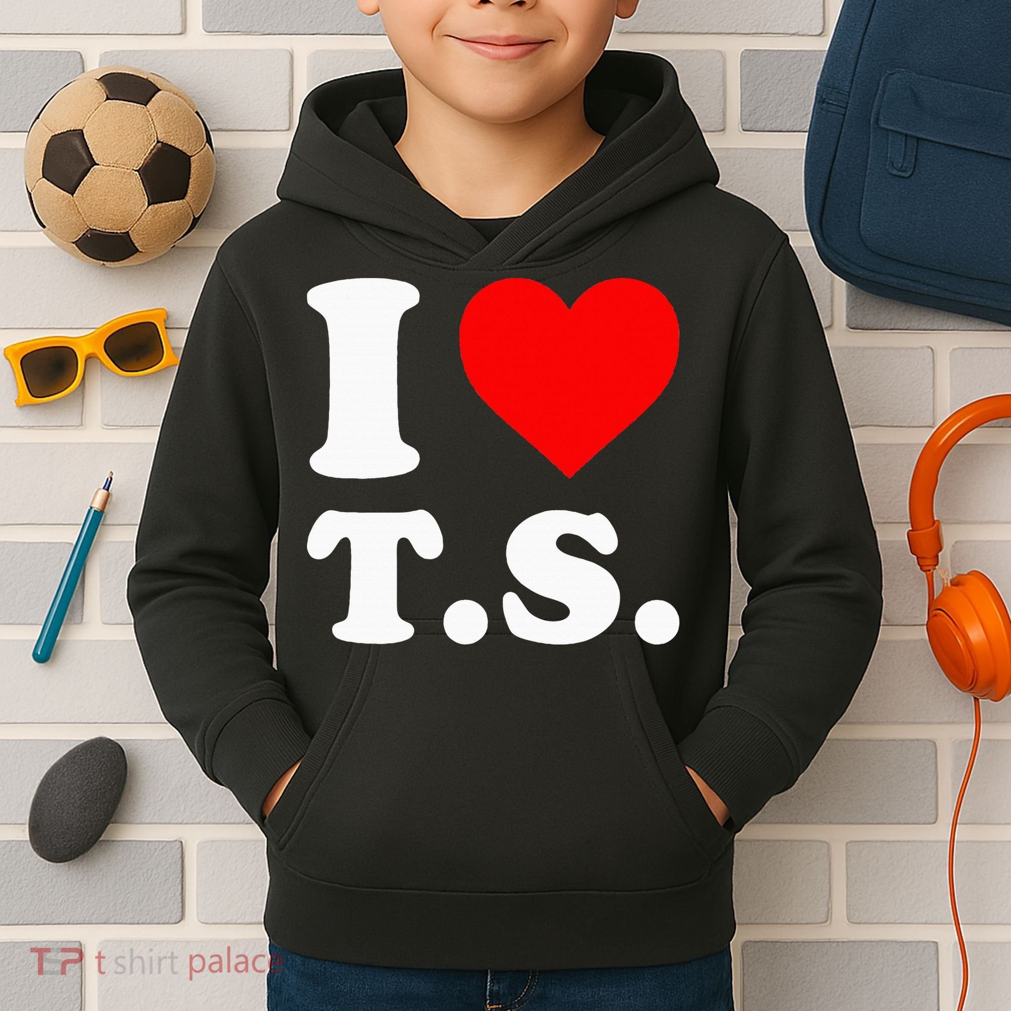 I Love T.S I Heart T.S Kids Hoodie
