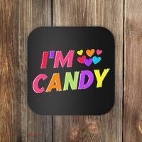 I Love To Eat Candy I'm Candy Funny Couple Matching Coaster thumb 0