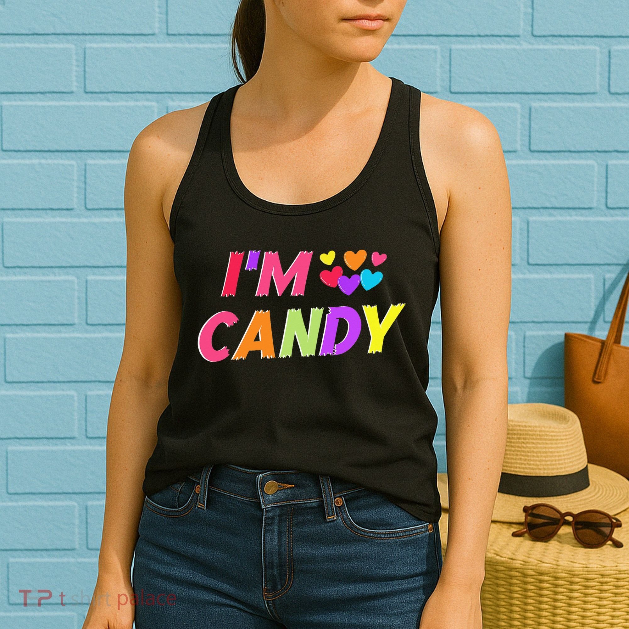 I Love To Eat Candy I'm Candy Funny Couple Matching Women's Tank Top