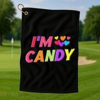I Love To Eat Candy I'm Candy Funny Couple Matching Golf Towel thumb 1
