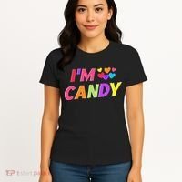 I Love To Eat Candy I'm Candy Funny Couple Matching Women's T-Shirt thumb 4