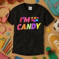I Love To Eat Candy I'm Candy Funny Couple Matching Kids T-Shirt thumb 3