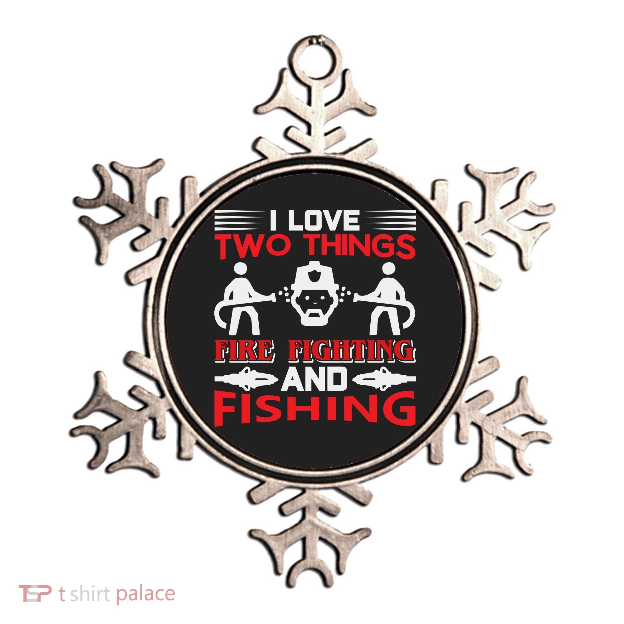 I Love Two Things Firefighting And Fishing Ornament