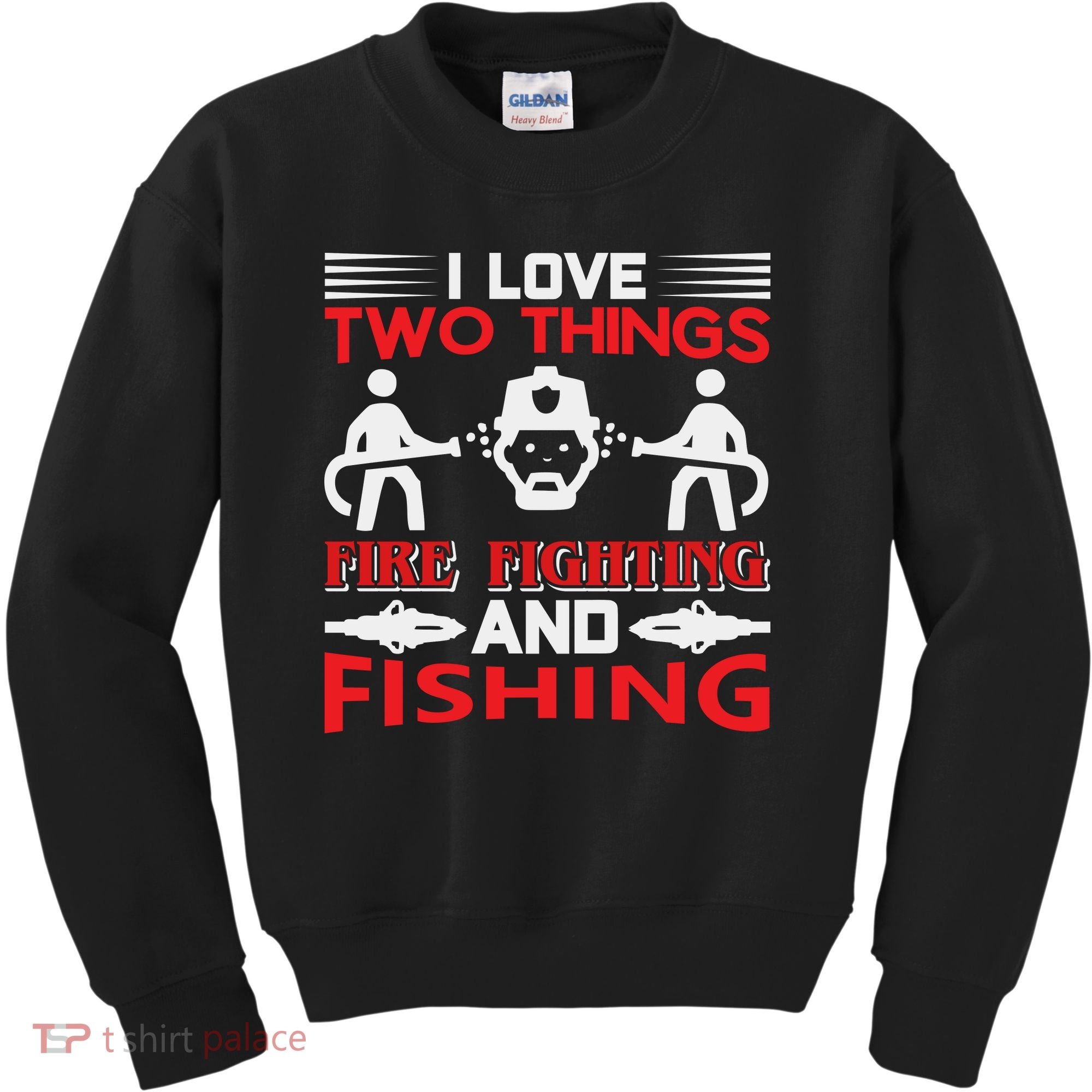 I Love Two Things Firefighting And Fishing Kids Sweatshirt