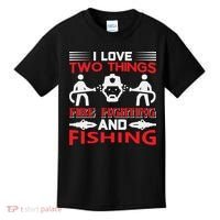 I Love Two Things Firefighting And Fishing Kids T-Shirt thumb 0
