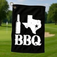I Love Texas Bbq Golf Towel thumb 1