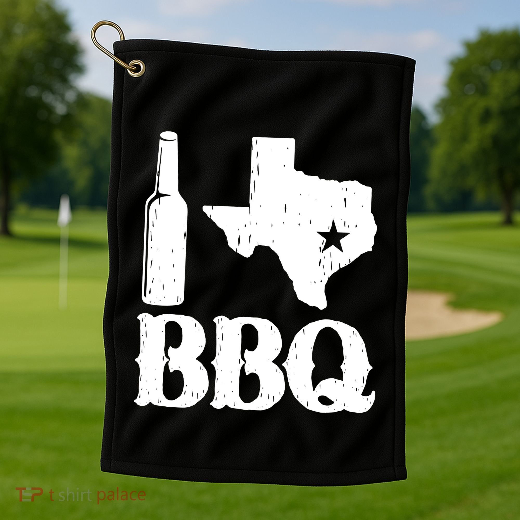 I Love Texas Bbq Golf Towel