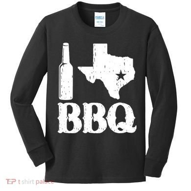 I Love Texas Bbq Kids Long Sleeve Shirt