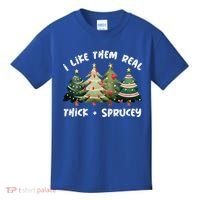 I Like Them Real Thick And Sprucey Christmas Tree Kids T-Shirt thumb 0