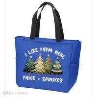 I Like Them Real Thick And Sprucey Christmas Tree Tote Bag thumb 3