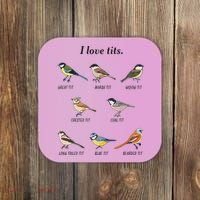 I Love Tits Birdwatching Bird Lover Gift Coaster thumb 0