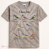 I Love Tits Birdwatching Bird Lover Gift Kids Tie-Dye T-Shirt thumb 0