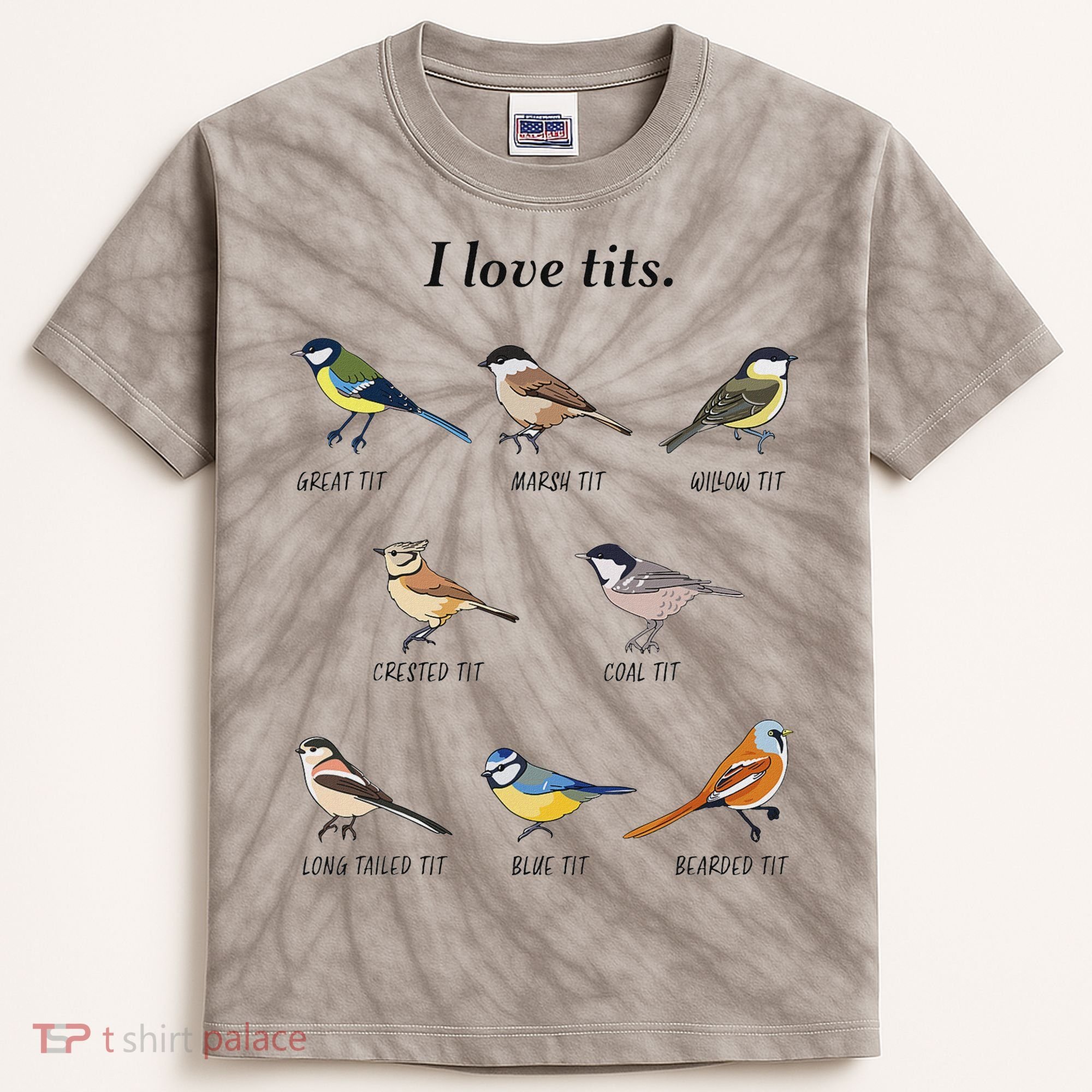 I Love Tits Birdwatching Bird Lover Gift Kids Tie-Dye T-Shirt