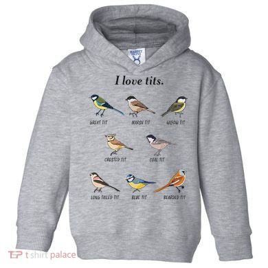 I Love Tits Birdwatching Bird Lover Gift Toddler Hoodie
