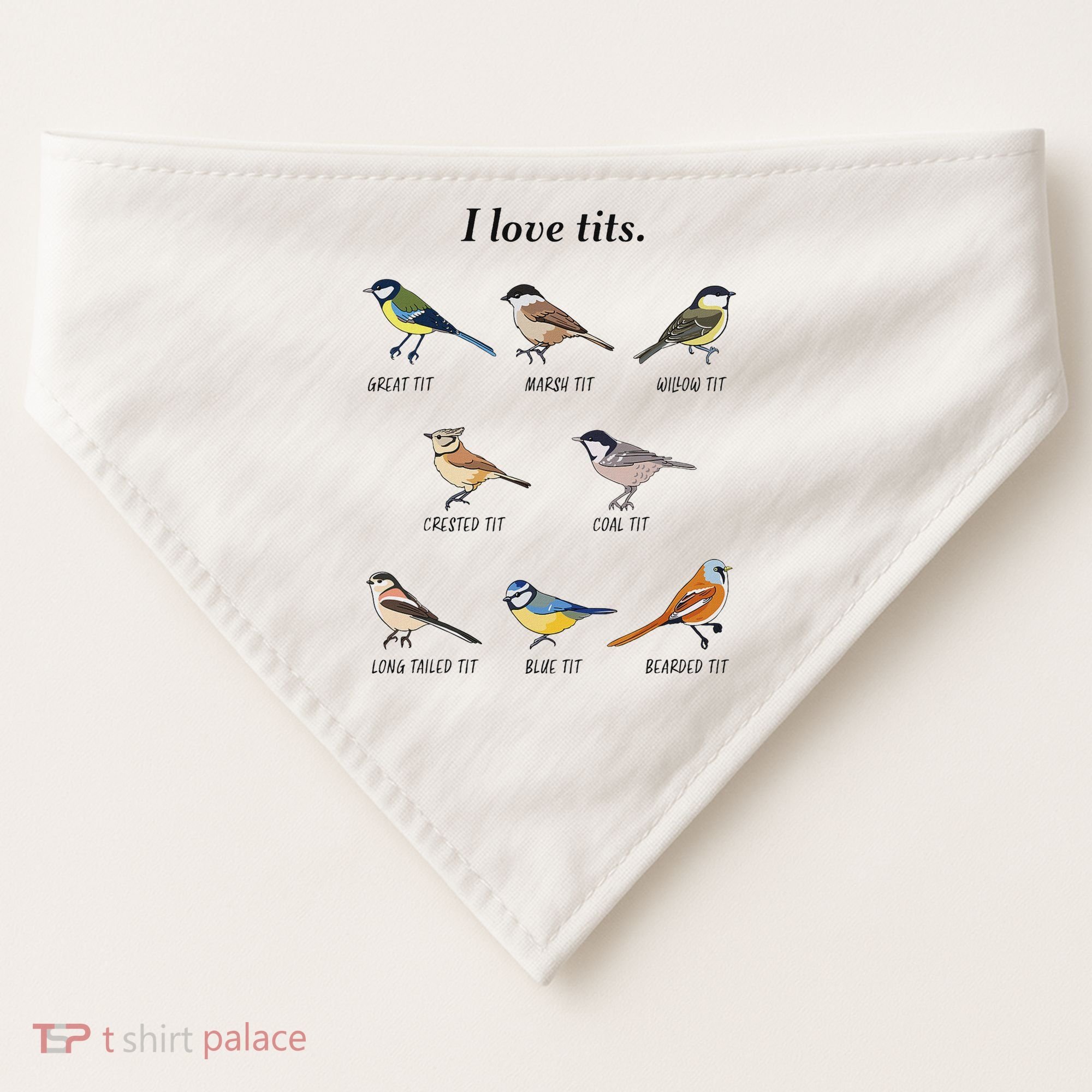 I Love Tits Birdwatching Bird Lover Gift USA-Made Doggie Bandana