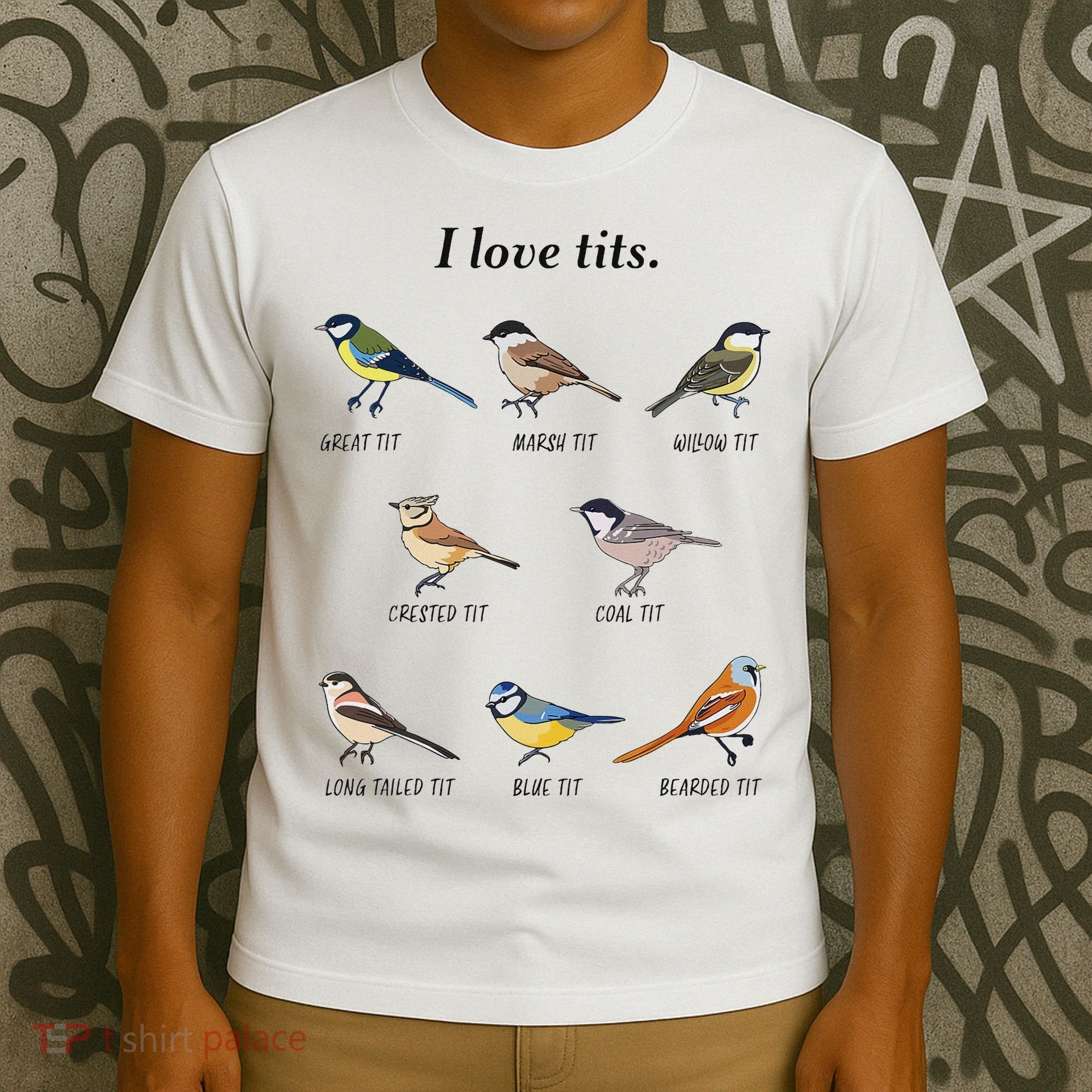 I Love Tits Birdwatching Bird Lover Gift T-Shirt
