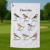 I Love Tits Birdwatching Bird Lover Gift Golf Towel thumb 1