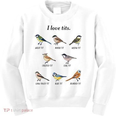 I Love Tits Birdwatching Bird Lover Gift Kids Sweatshirt