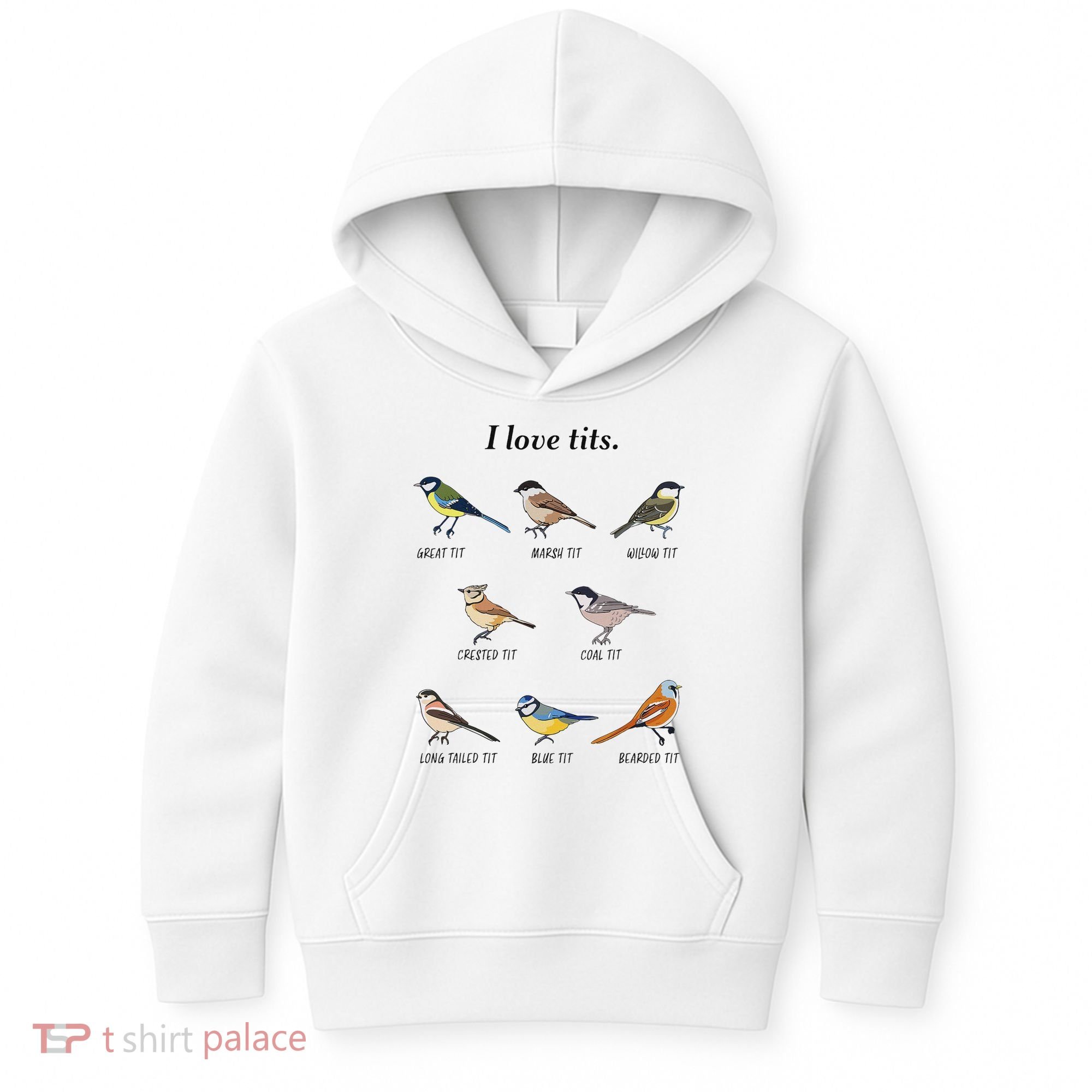 I Love Tits Birdwatching Bird Lover Gift Kids Hoodie