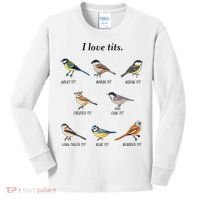 I Love Tits Birdwatching Bird Lover Gift Kids Long Sleeve Shirt thumb 0