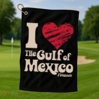 I Love The Gulf Of Mexico Forever Golf Towel thumb 1