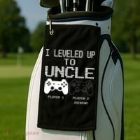 I Leveled Up To Uncle New Uncle Gaming Funny Golf Towel thumb 2