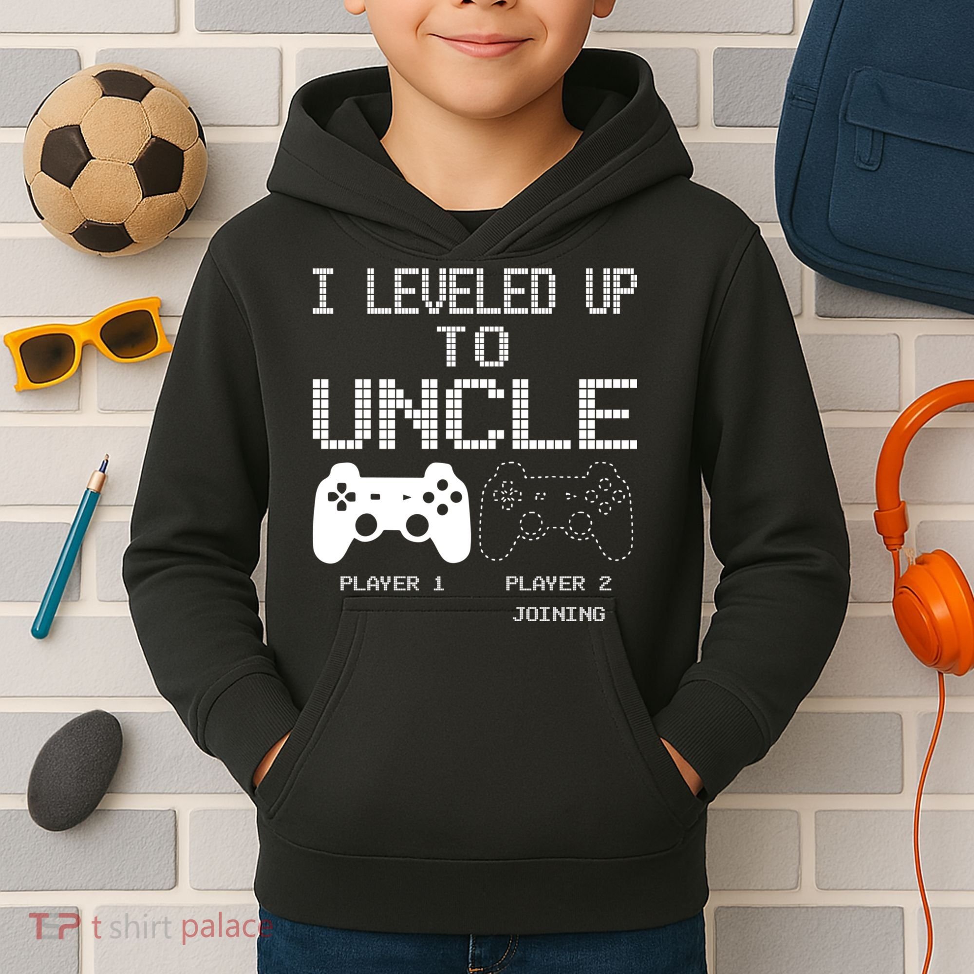 I Leveled Up To Uncle New Uncle Gaming Funny Kids Hoodie