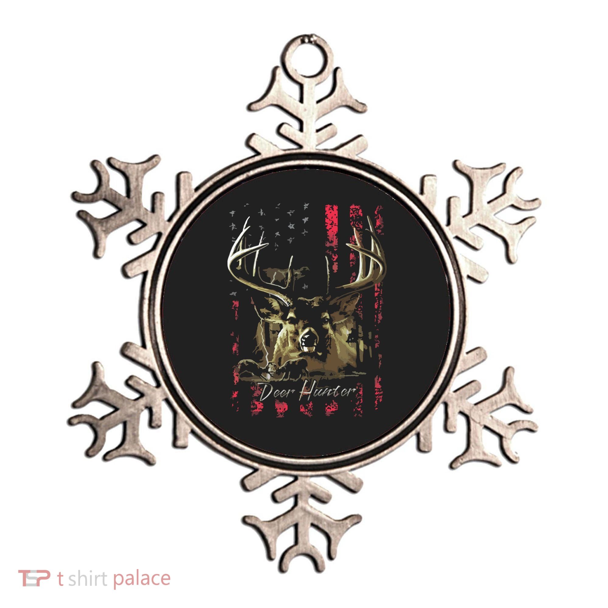 I LOVE USA American Flag And Deer Hunter Ornament