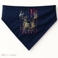 I LOVE USA American Flag And Deer Hunter USA-Made Doggie Bandana thumb 0