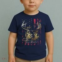 I LOVE USA American Flag And Deer Hunter Toddler T-Shirt thumb 2