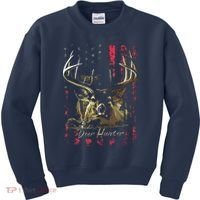 I LOVE USA American Flag And Deer Hunter Kids Sweatshirt thumb 0