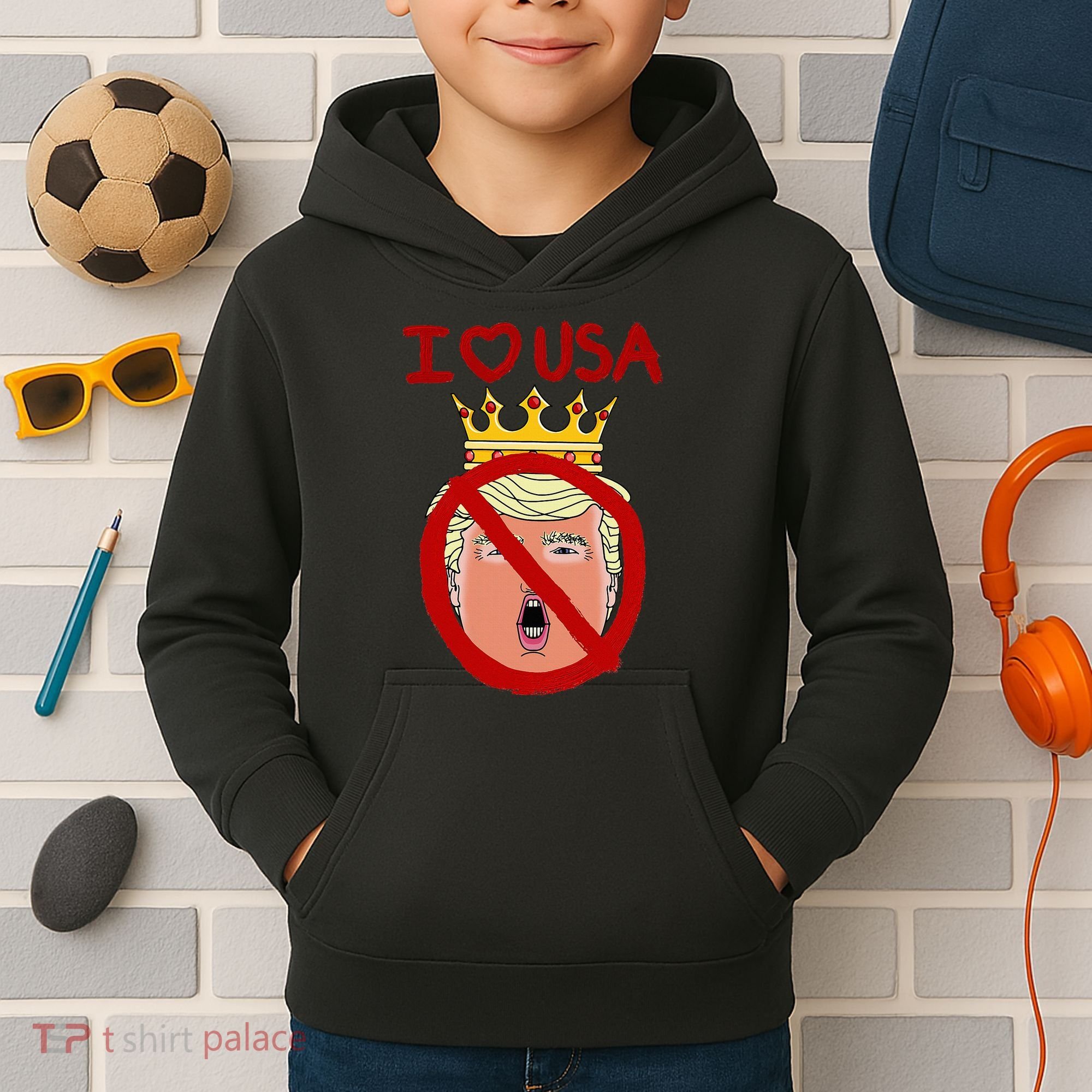 I Love Usa Cancel King Trump! Kids Hoodie