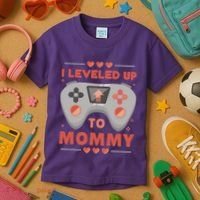 I Leveled Up To Mommy Gamer Kids T-Shirt thumb 3